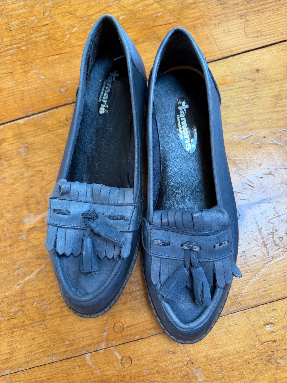 Blue Tassel Kiltie Loafers with Fringe Detailing made in Italy